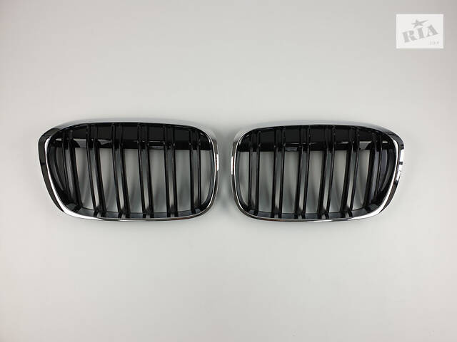 Ноздрі на BMW X1 F48 2015-2019 рік Чорні Глянсові Хром Рамка ( Подвійні M-Look)