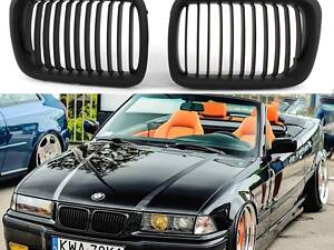 Ноздри решетки радиатора BMW 3 E36 1997-1999 решетки черный глянец БМВ Е36 одинарные