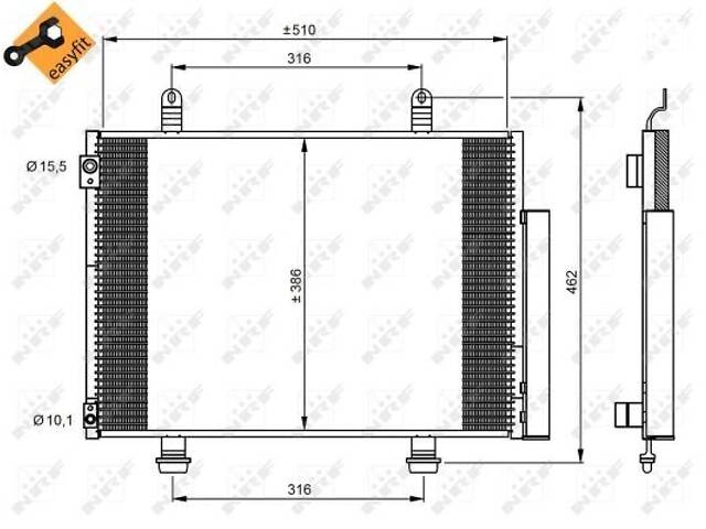 NRF 35944 Радіатор кондиціонера (з осушувачем) Suzuki Swift 1.2/1.3/1.6 10- - Фото 2