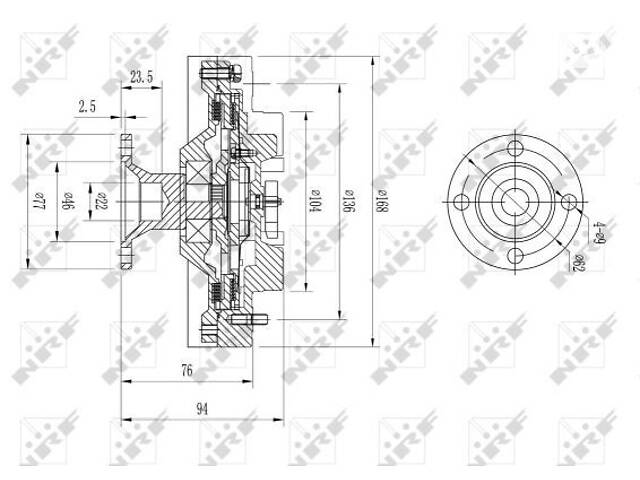 NRF 49621 Муфта вентилятора Toyota Hiece/Hilux 2.5D-4D 01-06/Land Cruiser Prado 3.0D-4D 02- - Фото 2