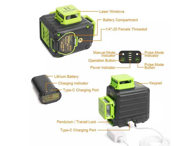 Рівень Huepar B03CG Ultimate 2025 3D 360 Osram (2860644385) - Фото 5