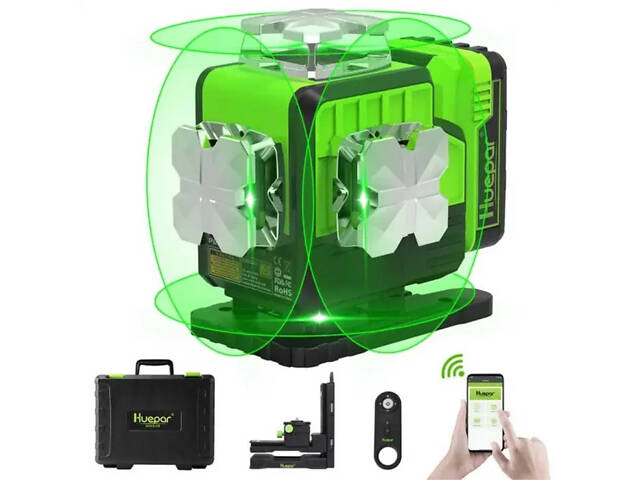 Рівень Huepar P04CG 4D 16 ліній Зелений промінь (2860621782) - Фото 5