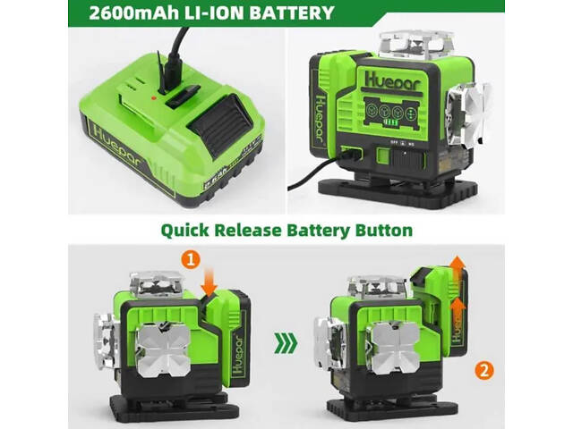 Рівень Huepar P04CG 4D 16 ліній Зелений промінь (2860621782) - Фото 6