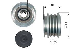 OAP7013 (7789-10009) Шків генератора GATES OVERRUNNING PULLEY