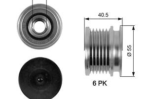 OAP7057 (7789-10029) Шків генератора GATES OVERRUNNING PULLEY