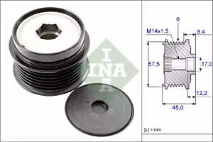 Обгінна муфта генератора INA 535017410 JEEP CHEROKEE 2.5D/2.8D 01 - 08