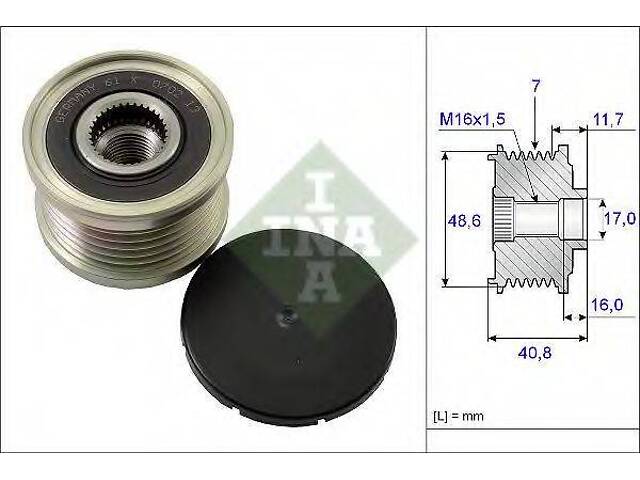 Обгонная муфта генератора INA 535008010 на RENAULT MEGANE III купе (DZ0/1_) - Фото 1