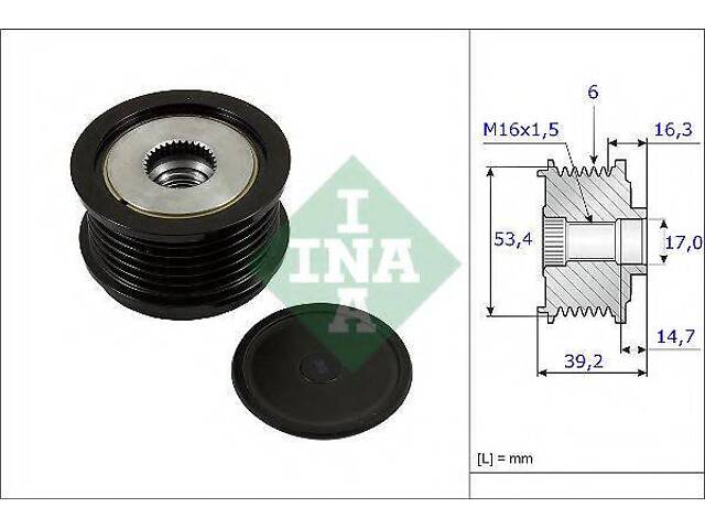 Обгонная муфта генератора INA 535023610 на FORD C-MAX II (DXA/CB7, DXA/CEU) - Фото 1