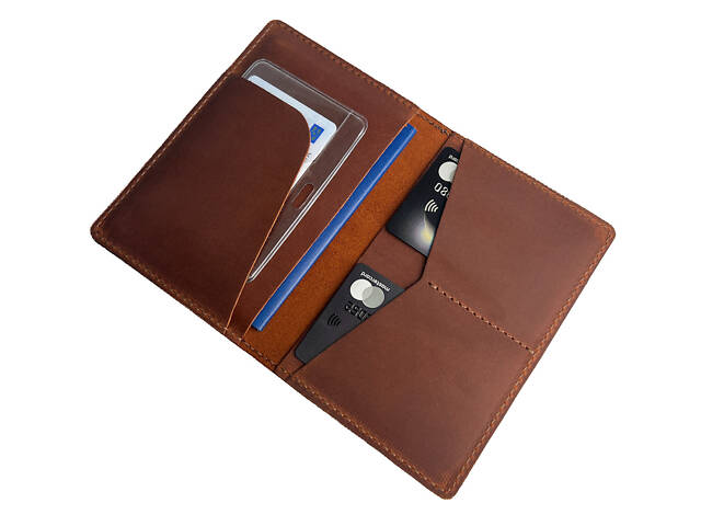 Обкладинка для паспорта із натуральної шкіри Crazy Horse odp2(6) світло-коричнева - Фото 1