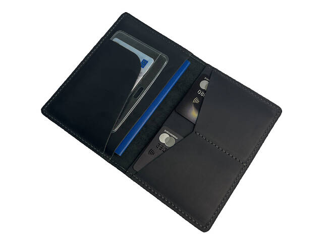 Обкладинка для паспорта із натуральної шкіри Crazy Horse odp2(8) чорна - Фото 1