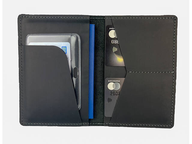 Обкладинка для паспорта із натуральної шкіри Crazy Horse odp2(8) чорна - Фото 2