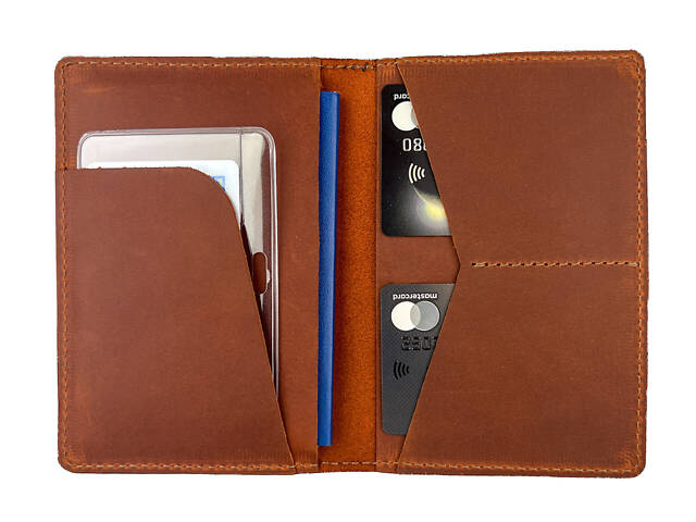 Обкладинка для паспорта із натуральної шкіри Crazy Horse odp2(6) світло-коричнева - Фото 2