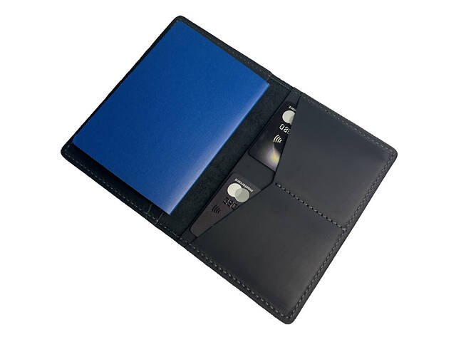 Обкладинка для паспорта із натуральної шкіри Crazy Horse odp2(8) чорна - Фото 3