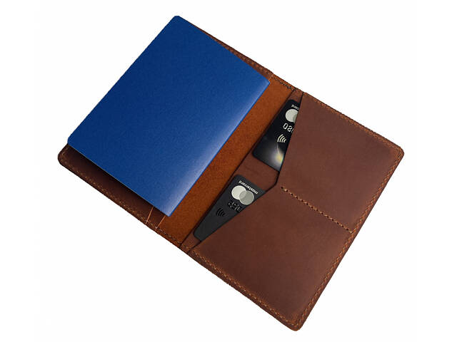 Обкладинка для паспорта із натуральної шкіри Crazy Horse odp2(6) світло-коричнева - Фото 3