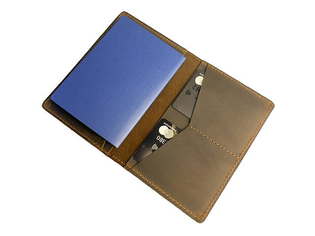 Обкладинка для паспорта із натуральної шкіри Crazy Horse odp2(6) оливкова - Фото 1