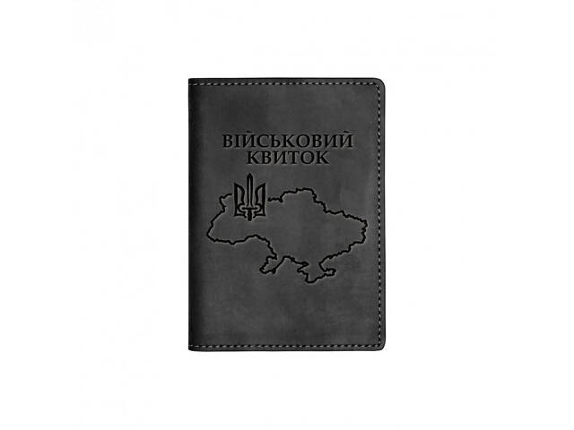 Обкладинка для військового квитка Кордон шкіра Grande Pelle 257110UA Чорний - Фото 1