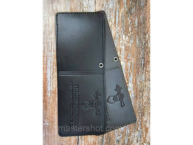 Обкладинка на документи шкіряна Учасник Бойових Дій (коричневий) MS - Фото 2