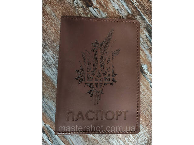 Обкладинка на паспорт шкіряна натуральна MS - Фото 2