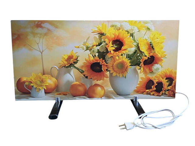 Обогреватель керамический инфракрасный ЭИК-3060 320 W напольный электрообогреватель подсолнухи - Фото 1