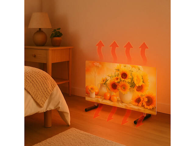 Обогреватель керамический инфракрасный ЭИК-3060 320 W напольный электрообогреватель подсолнухи - Фото 2
