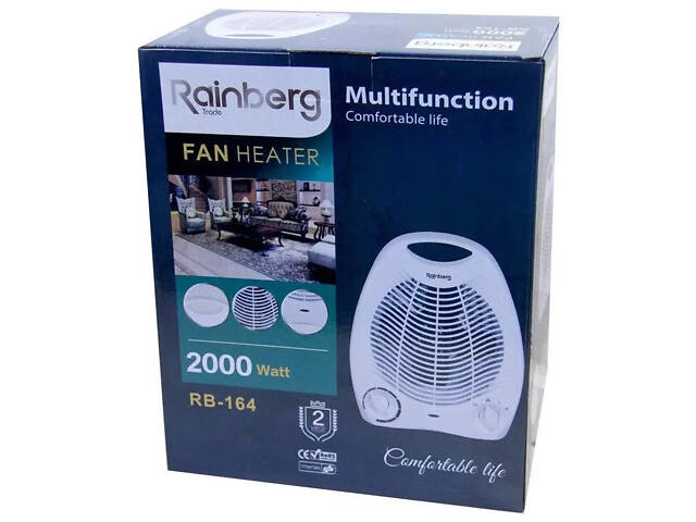 Нагрівач тепловентилятор інфрачервоний кварцовий Rainberg RB-164 - Фото 4