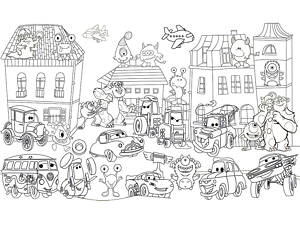 Шпалери-розмальовки Тачки з диваками 60*100 C-100032