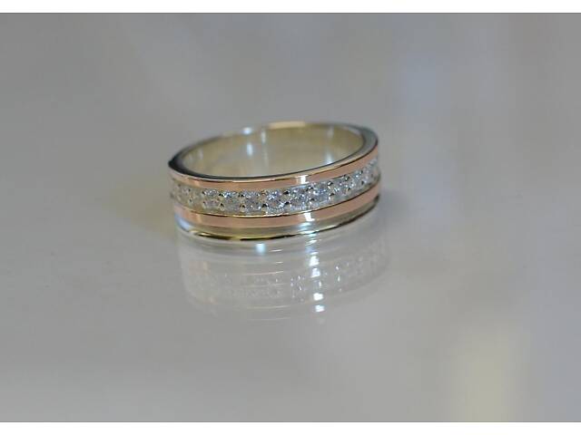 Обручне кільце зі срібла із золотом 19' - Фото 2