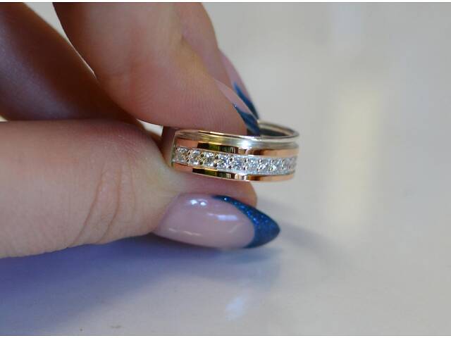 Обручне кільце зі срібла із золотом 19' - Фото 5