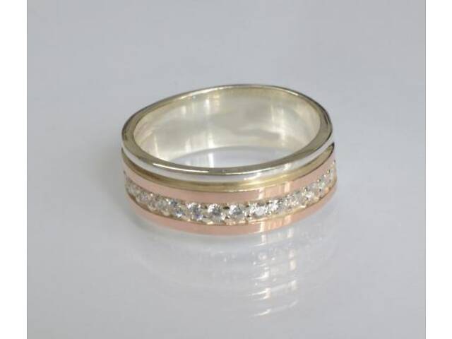 Обручне кільце зі срібла із золотом 19' - Фото 1