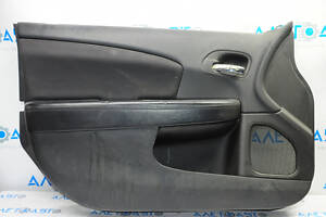 Обшивка двери карточка передняя левая Chrysler 200 11-14 черн с черн вставкой тряпка, подлокотник кожа, надрыв, тычки, п