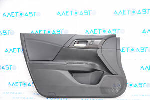 Обшивка двери картка передняя левая Honda Accord 13-17 кожа черн, с памятью сиденая, накладка под дерево