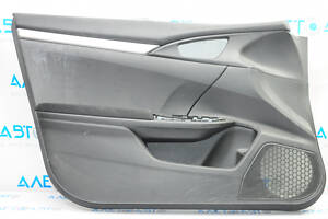 Обшивка двери карточка передняя левая Honda Civic X FC 16-21 4d тряпка черная с черной вставкой пластик, царапины, под х