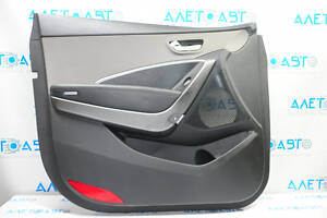 Обшивка двери карточка передняя левая Hyundai Santa FE Sport 13-18 черн с серой вставкой пластик, подлокотник кожа, тычк