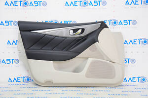 Обшивка двері картка передня ліва Infiniti Q50 14-20 сіра, побілів пластик.