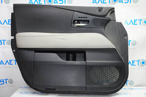 Обшивка двери карточка передняя левая Lexus RX350 RX450h 10-15 черн с черн вставкой кожа, подлокотник сер кожа тип 2, по