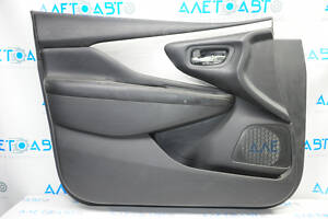Обшивка двери карточка передняя левая Nissan Murano z52 15-17 черн с черн вставкой кожа, молдинг серый глянец, царапины,