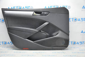 Обшивка двери карточка передняя левая VW Passat b7 12-15 USA черн, облом креп