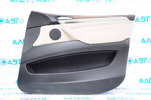 Обшивка двери карточка передняя правая BMW X5 E70 07-13 черная, бежевая накладка, дефект ручки
