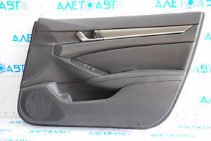 Обшивка двери картка передняя правая Honda Accord 18-22 черн кожа, царапина