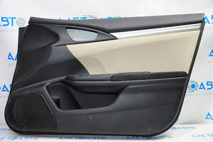 Обшивка двери карточка передняя правая Honda Civic X FC 16-21 4d тряпка черная с беж вставкой пластик, царапины, под хим