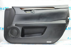 Обшивка двери карточка передняя правая Lexus ES300h ES350 13-18 черн с черн вставкой кожа, подлокотник кожа, молдинг под