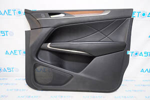 Обшивка двери карточка передняя правая Lincoln MKC 15- кожа черн с деревянной вставкой, царапины