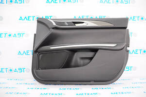 Обшивка двери карточка передняя правая Lincoln MKZ 13-16 кожа, черн с серой вставкой