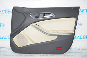 Обшивка двери карта передняя правая Mercedes CLA 14-19 кожа беж, под химчистку