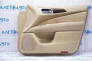 Обшивка двери карточка передняя прав Nissan Pathfinder 13- кожа беж, царап на коже, под химчист