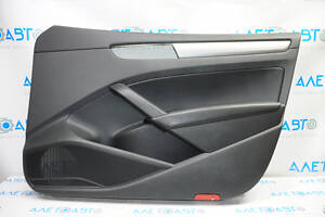 Обшивка двери карточка передняя правая VW Passat b7 12-15 USA черн с черн вставкой кожа, подлокотник кожа, молдинг серый