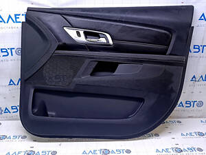 Обшивка двери карточка передняя правая GMC Terrain 12-17 черн с черн вставкой кожа, подлокотник черн кожа, красная строч