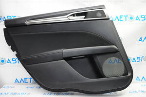 Обшивка дверей картка задня ліва Ford Fusion mk5 17-19 чорна з чорною вставкою ганчірка, підлокітник шкіра, молдинг сірий