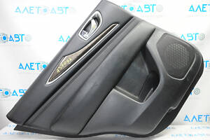 Обшивка дверей картка задня ліва Infiniti JX35 QX60 13- чорна з чорною вставкою шкіра, підлокітник шкіра, молдинг сірий гол