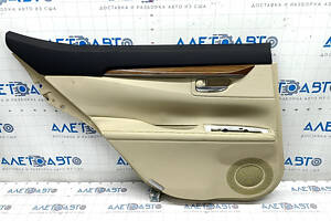 Обшивка двери карточка задняя левая Lexus ES300h ES350 13-18 беж с беж вставкой кожа, подлокотник кожа, молдинг под дере